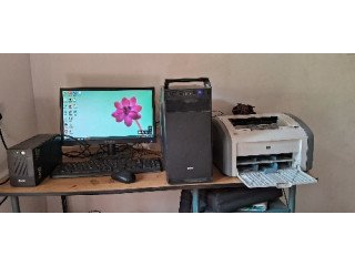 Desktop pc with monitor ups and laser printwr